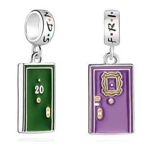 🦋💜 STERLING SILVER 925 FRIENDS DOOR CHARM & GIFT POUCH - TV SHOW- DOUBLE SIDED