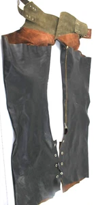 Geniune Leather Motorcycle M/C Black Chaps 36-40W, 31" Inseam #H2023 - Picture 1 of 7