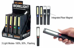 24 Hand Held LED 200 Lumen Work Lights Shop Flashlight 3 Modes W/Magnet FL224WL - Picture 1 of 6