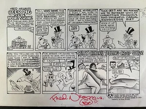 Signed Fred Negro ORIGINAL BEER PIG COMIC STRIP ART Australian underground OOAK - Picture 1 of 5
