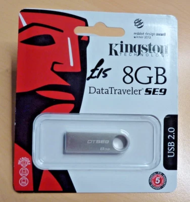 Kingston 8GB Data Traveler SE9 USB 2.0 New - Image 1 of 2