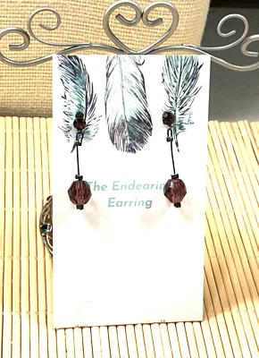 Fashion Earrings Silver Tone Faceted Amethyst Glass Pierced Drop Post Lot 95E - Image 1 of 3