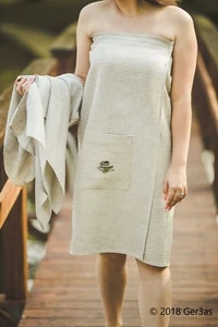 Sauna Skirt 75% Linen Wrap Kilt Apron 85x145 cm Women Towel Bath SPA Absorbent - Picture 1 of 8