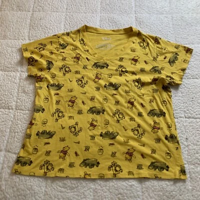 Camiseta para mujer Disney Winnie The Pooh 2X amarilla estampado integral Tigger Eeyore Foto 1 de 4