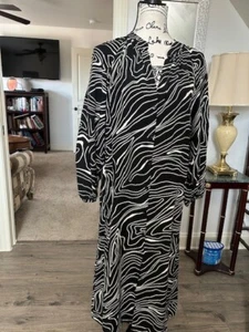 Zara Black & White Long Sleeve Dress, Size US XL - Picture 1 of 5