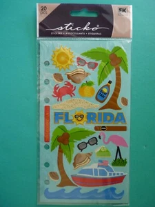 Stickopotamus/Sticko FLORIDA Binder Sheet Scrapbook Stickers Beach Theme - Picture 1 of 2