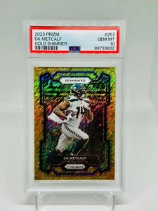 DK Metcalf 2023 Panini Prizm Gold Shimmer 06/10 PSA 10 Seahawks #257 S832 - Picture 1 of 2