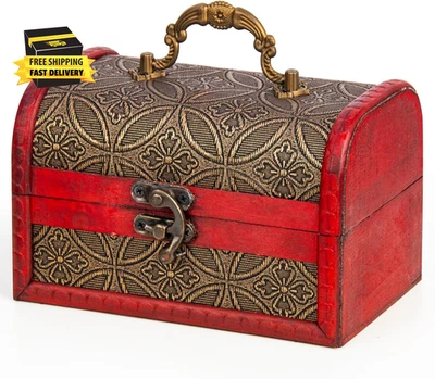 Joyeros de madera vintage, cofres de baratija de tesoro decorativos hechos a mano almacenaje Foto 1 de 4