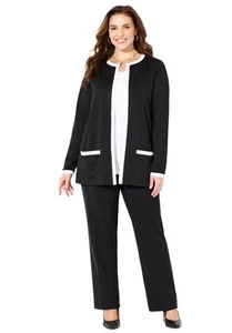 Catherines Women's Plus Size Ponte Jewel Neck Blazer - Picture 1 of 7