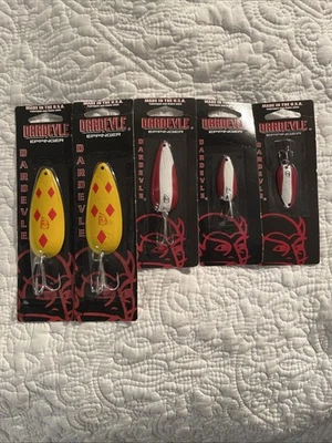 5 ОРИГИНАЛЬНЫХ ПРИМАНОК DARDEVLE SPOON, различные унции. См. фото для типа - Изображение 1 из 3