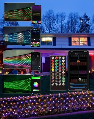 Smart RGBW Outdoor Net Lights - 4ft x 18ft with App Control & Music Sync -  NIB - Image 1 of 4