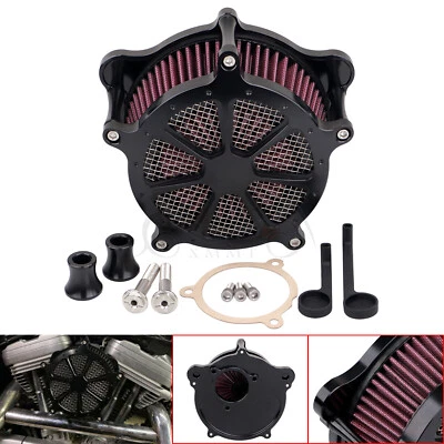 Filtro de admisión de filtro de aire negro para Harley Touring Road Glide Softail Deluxe CVO Foto 1 de 4