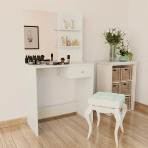 Dressing Table With Mirror And Storage Drawer Shelves Modern Makeup Vanity Desk - Picture 1 of 7