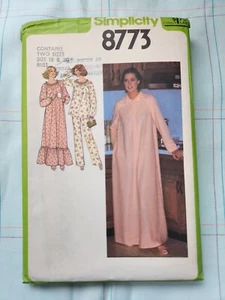 Vtg Simplicity Sewing Pattern 8773 Miss Size 14 & 16 Pajama Night Gown Robe - Picture 1 of 1