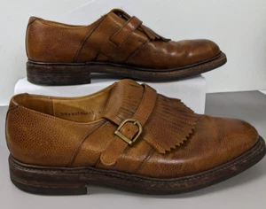 Zapato de vestir Ralph LAUREN para hombre color tostado con flecos y lengua de cuero talla 9D - Imagen 1 de 14