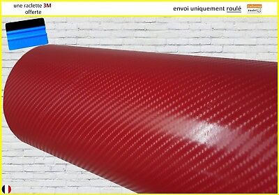 Film Vinyle Carbone 4D Rouge Thermoformable Adhésif Covering PRO 152cm X 100cm • 30.69€