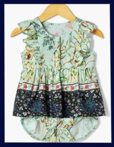 INFANT GIRLS MINT FLORAL ROMPER (SZ. 3/6, 6/9 & 9/12 MOS.) - Picture 1 of 1
