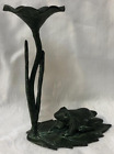 Style mission laiton grenouille nénuphar sculpture presse-papiers nature vert fantaisie