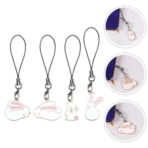 4Pcs Delicate Cartoon Rabbit Lovely Phone Pendant Mobile Phone Decor - Afbeelding 1 van 12