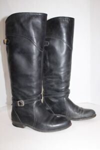 Frye Dorado Women's Black Riding Leather Knee Tall Buckle Boots 77560 size 6