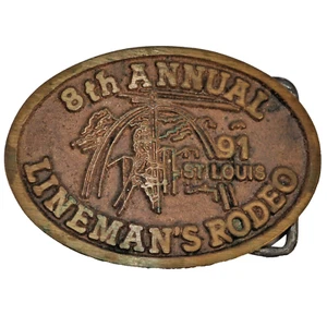 1991 8th Annual International Lineman's Rodeo Belt Buckle St. Louis - Picture 1 of 2