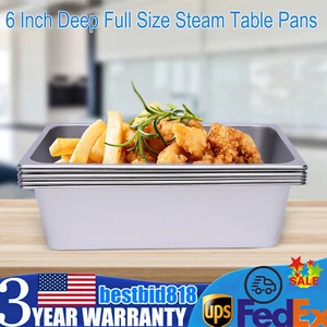 Paquete de 6 sartenes de mesa de vapor de tamaño completo de 6 pulgadas de profundidad sartén de acero inoxidable hotel restaurante - Imagen 1 de 24