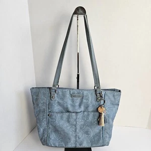 Sakroots Metro Tote Bag Purse Denim Blue Nylon Recycled Eco Twill Large - Picture 1 of 15