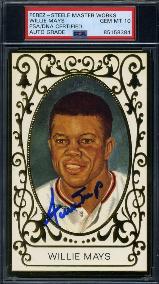 Willie Mays Gem Mint 10 PSA DNA Signed Perez Steele Ramly Master Works Postcard  - Image 1 of 1