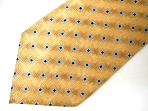 Vtg Stafford Mens Necktie Tie Grey Blue Gold Geometric Silk 56" Short - Picture 1 of 3