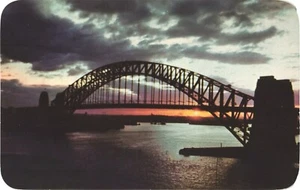 Silhouette of Sydney Harbour Bridge At Sunset, Sydney, Australia Postcard - Picture 1 of 2