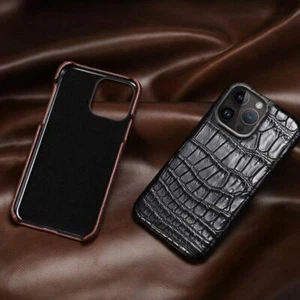 IPhone 15 Pro Max Real Alligator Abdomen Leather Case Crocodile Belly Skin Cover - Picture 1 of 26