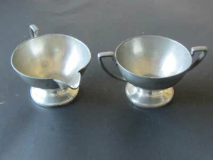 CUENCO DE AZÚCAR Y CREMA DE PELTRE COMERCIAL MARCA CONTINENTAL 823 - Imagen 1 de 10
