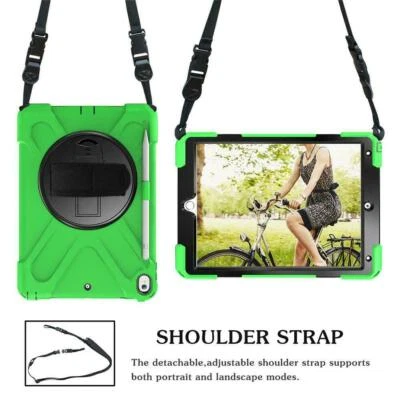 Shockproof Armor Heavy Duty Case Cover with Shoulder strap For Apple iPad models - Image 1 of 4