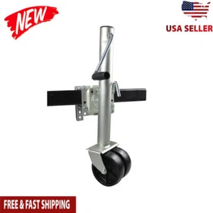 Trailer Jack w/ Dual Wheels Locking Mechanism Heavy-Duty All-Steel Vertical Lift - Picture 1 of 7