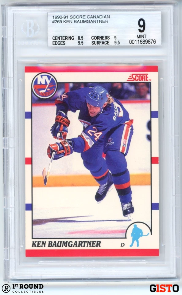 POP 1 Ken Baumgartner RC BGS 9: 1990-91 Score Canadian Rookie Card Gisto #265 - Image 1 of 3