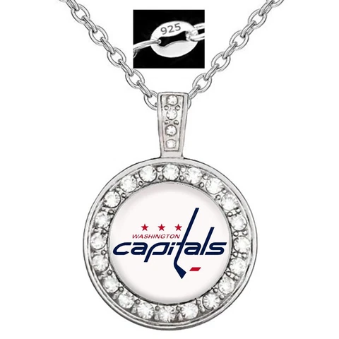 Washington Capitals Women's 925 Sterling Silver Necklace Hockey Jewelry Gift D18 Cover