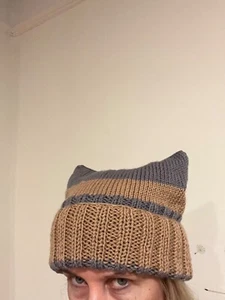 Damen Handgestrickt Merinowolle Color-Block Beanie/Schal/Handgelenkwärmer Set  - Bild 1 von 9