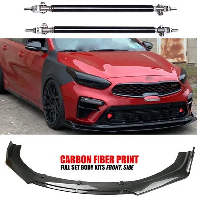 Front Bumper Lip Splitter Spoiler Kit Carbon Fiber For Kia Forte GT Body Kit Foto 1 de 4