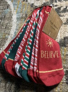 Rae Dunn Girls Sz M/L Red Green White 10 Pack Christmas Ankle Socks - Picture 1 of 12