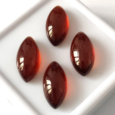 8X16 mm Marquise Cut Natural Hessonite Garnet Cabochon Calibrated Stone 4 Pieces - Image 1 of 4