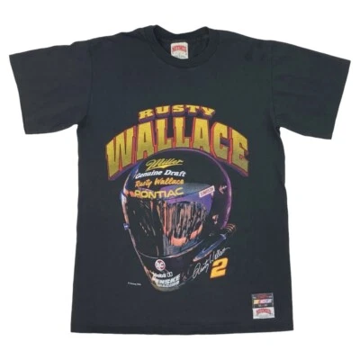 Sudadera De Colección Años 90 Nuez moscada Rusty Wallace #2 Negra Mediana Hecha en EE. UU. NASCAR Foto 1 de 4