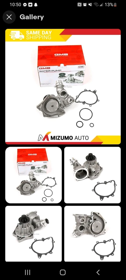 Bomba de agua compatible con 99-03 BMW 540I 740I 740IL X6 Land Rover Range Rover 4.4 4.6 4.8 Foto 1 de 1