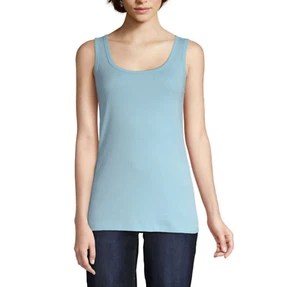 St. John's Bay Women's Scoop Neck Tank Top Shirt Layer Light Blue Cotton XL 1X - Picture 1 of 2