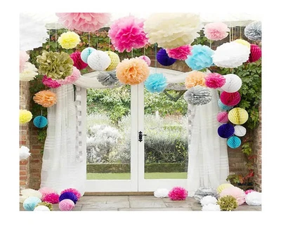 Tissue Paper Pom Poms Pompoms Hanging Garland Wedding Birthday Party Decor - Image 1 of 4