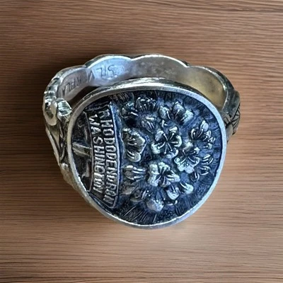 Anel colher floral vintage prata placa anel banda up ciclo presente para tamanho 12 - Imagem 1 de 4