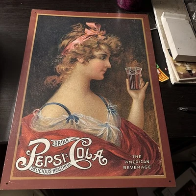 Coca-Cola Metal Sign - Woman in a Red Victorian Dress - 16 x1 2.5 - Image 1 of 2