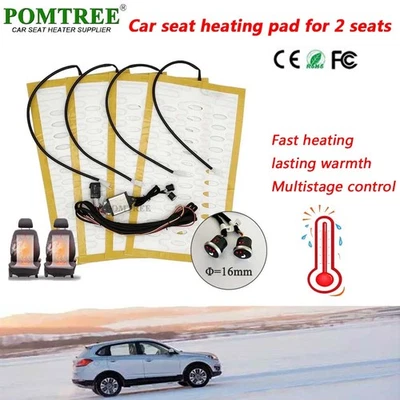 Car Seat Heater Kit 12V Alloy Wire Heating Pads 3 Level Memory Switch Fit 2 Seat - Изображение 1 из 4