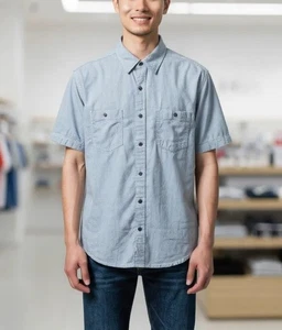 Tony Hawk Mens Grey Short Sleeve Button-Up Shirt Size S - Picture 1 of 20
