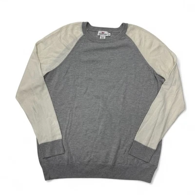 Vineyard Vines Mens Gray Cream Raglan Crew Neck Sweater XL Wool Blend - Image 1 of 4