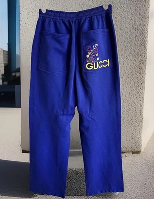 GUCCI $1250 Men's MD Purple Wool Silk Blend Sweatpants Joggers GG, XJERZ 2022 - Image 1 of 4